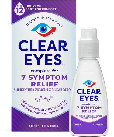 Clear Eyes 7 Symptom Relief Eye Drops 0.5 Fl Oz - Fast Acting Relief for Dry, Red, Itchy Eyes - 0.5 Ounce - Buy Online on GoSupps.com