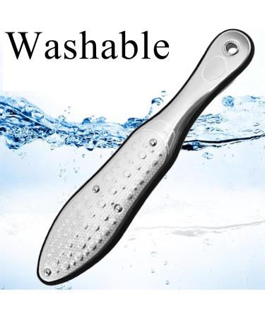 SQAQS Stainless Steel Full Body Foot File Soft Silicone Handle Double Side Pedicure Premium Foot File Dead Hard Cracked Skin Calluses Remover Portable Foot Care Tool - Buy Online on GoSupps.com
