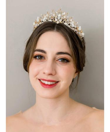 SWEETV Jeweled Metal Princess Tiara Queen Crown for Bride - Bridal Headpieces for Wedding, Quinceanera, Prom - Gold/Clear - Buy Online on GoSupps.com