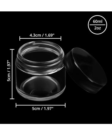 Buy Belle Vous 60ml Round Glass Tans with Black Screw Lid - 12 Pack for Creams Ointments Lotions & Essential Oils | Travel-Friendly Containers - Buy Online on GoSupps.com