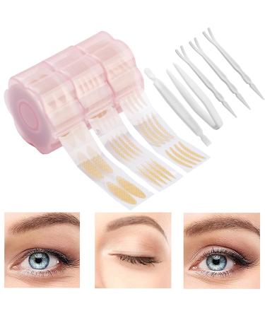 1800 Eyelid Lifter Strips Eyelid Sticker Tape Self-Adhesive Eye Tapes Fiber Invisible Eyelid Band Sticky for Hooded Droopy Uneven Mono-eyelids Skin Colour with Mini Fork Bars Tweezers