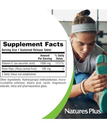 NaturesPlus Vitamin C 1000 mg with Rose Hips - 60 Sustained Release Tablets - Supports Immune Health Energy & Antioxidant Protection - Vegetarian Gluten Free - 60 Servings 1 Count (Pack of 1) - Buy Online on GoSupps.com