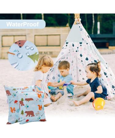 2-Pack Wet Bags for Toddler Diapers | Waterproof Organizer for Daycare Travel Gym Beach & Pool - Cute Bear Design - Buy Online on GoSupps.com