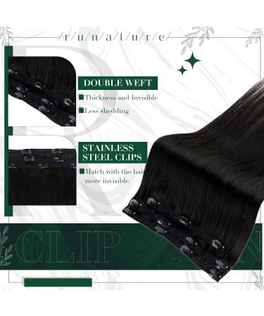 Runature 25cm Clip-In Real Human Hair Extensions - Black Remy Hair 3pcs 50g Natural Look Affordable Short Hair Clip-Ins - Buy Online on GoSupps.com