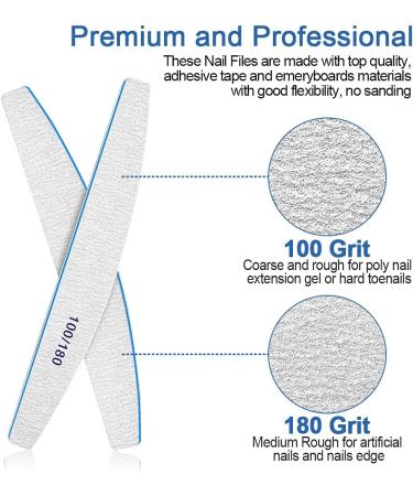 10 Pack Double-Sided Glass Nail Files 100/180 Grit for Acrylic and Natural Nails - Blue - Buy Online on GoSupps.com
