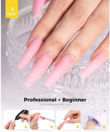 BURANO Poly Extension Gel Nail Kit 6 Colors Builder Set for Beginner & Professional | DIY Poly Nail Gel Kits Starter Kit Nail Art Gift - Pink Glitter (04) - Buy Online on GoSupps.com