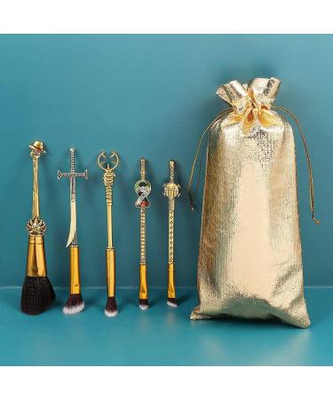 Set of 5 One Piece Anime Makeup Brushes - Metal Handle & Velvet Gift Bag | Perfect Gift for Fans - Birthday Thanksgiving Christmas - Buy Online on GoSupps.com