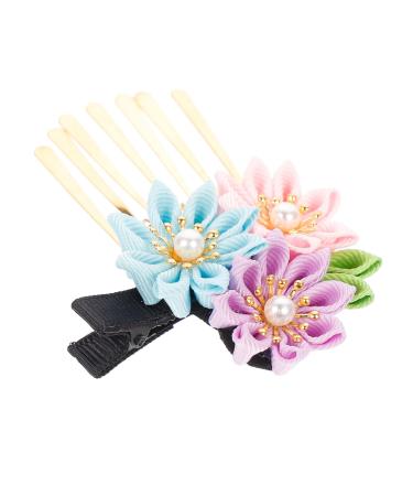 FOMIYES Hairpin Chinese Wedding Decoration Bridal Headpieces for Wedding Bridal Hair Pin Wedding Hair Clip Bridal Hair Accessories Tassel Trim Little Daisy Girl Child Plastic Japan 9X6X2CM Pink Sky-blue Violet