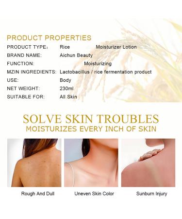 AICHUN BEAUTY Natural Rice Extract Hydrate Moisturizer Lotion Nourish Skin Rejuvenation System 230ml / 7.78fl.oz - Buy Online on GoSupps.com