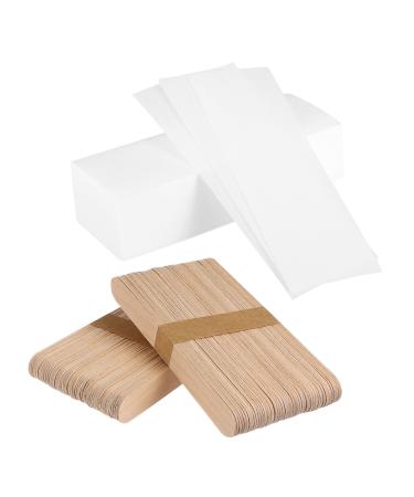 FOMIYES Bandes de Cire Non Tiss es 100 Pcs B tonnets de Cire en Bois 100 Pcs pilation Visage et Corps Usage Familial et Professionnel Soins Peau D licate pilation Jambes Poitrine Dos
