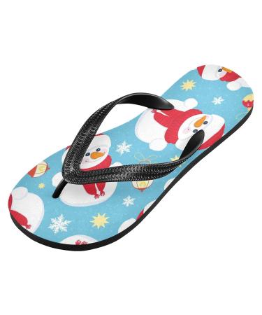 Mnsruu Christmas Snowman Flip-Flops - Blue Snowflakes for Home Hotel & Spa | Unisex Comfort Footwear - Buy Online on GoSupps.com