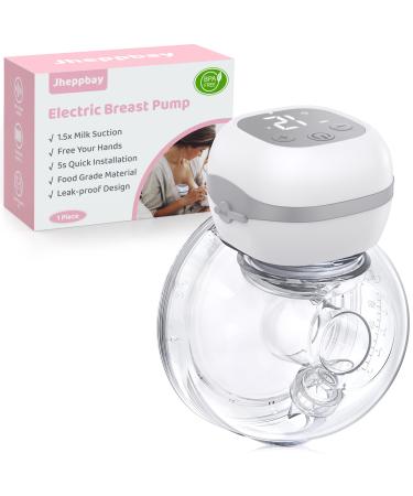Jheppbay milk pump electrically portable freehand-3 modes and 12 steps electrical milk pump with 5S fast installation BPA-free pain-free low-noise Breast pump 1-pack gray