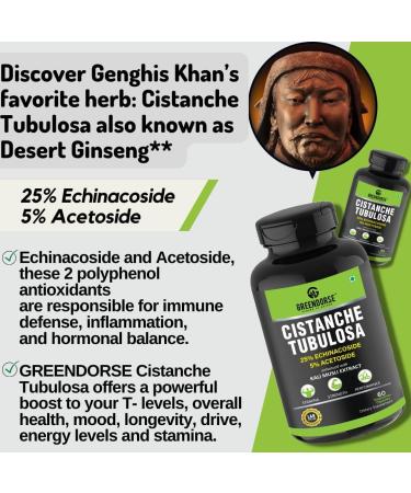 Organic Cistanche Tubulosa standardised to 25% Echinacoside 5% Acetoside with Kali Musli Extract 1000mg 3rd Party Tested for Strength Performance Vitality- 60 Veg Capsules - Buy Online on GoSupps.com