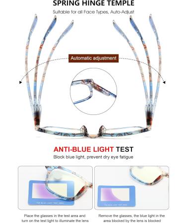 VEVESMUNDO Anti-Blue Light Ladies Reading Glasses | Modern Floral Design | Prescription Light Purple 2.0x Visual Aid - Buy Online on GoSupps.com