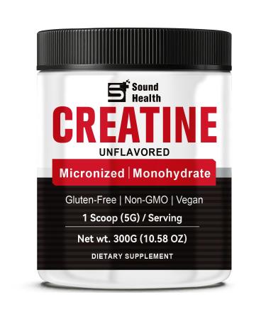 Creatine Monohydrate Powder 5000mg Pure Creatine Powder Monohydrate Micronized 300g (60 Servings) Unflavored Nutritional Supplements for Men & Women Sugar-Free,Vegan, Non-GMO with Scoop