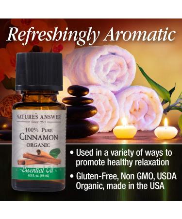 USDA Organic Cinnamon Essential Oil - 100% Pure Aromatherapy Oil for Diffuser | 0.5 fl oz (15ml) | Made in USA - Buy Online on GoSupps.com