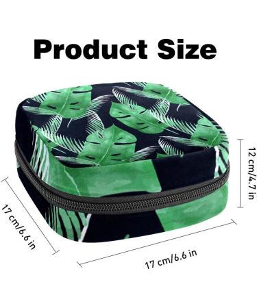 Menstruation Pad Bag with Zipper - Stylish Women's Napkin & Tampon Bag - Tropical Green Leaf Design - Buy Online on GoSupps.com