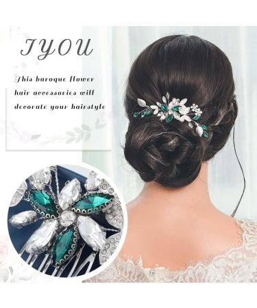 IYOU Sparkly Crystal Wedding Hair Comb - Green Bridal Hair Accessory for Bride and Bridesmaid - Buy Online on GoSupps.com