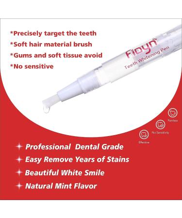 Fidyn Teeth Whitening Pen - Stain Remover Gel for Bright Smile - Non-Sensitive & Painless - Natural Mint Flavor - Travel Friendly (4 Pens) - Buy Online on GoSupps.com