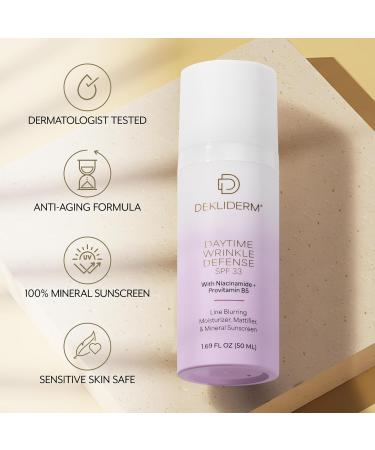 DEKLIDERM Daytime Wrinkle Defense Anti Aging Moisturizer and Mineral-Based Sunscreen Visibly Blurs Fine Lines Provides SPF 33 Sun Protection - Buy Online on GoSupps.com