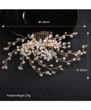 Anglacesmade Bridal Hair Comb Crystal Back Comb Rhinestone Headpiece for Wedding Party Prom Festival Hair Accessories for Women and Girls (Gold) - Buy Online on GoSupps.com