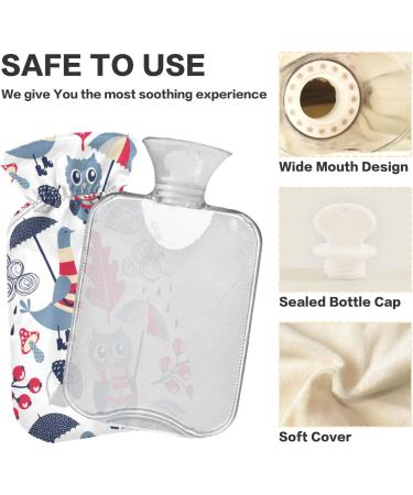 NAANLE Cartoon Owl Water Bottle - 1L Transparent Hot & Cold Therapy Bag for Pain Relief Hand & Foot Warmer - Buy Online on GoSupps.com