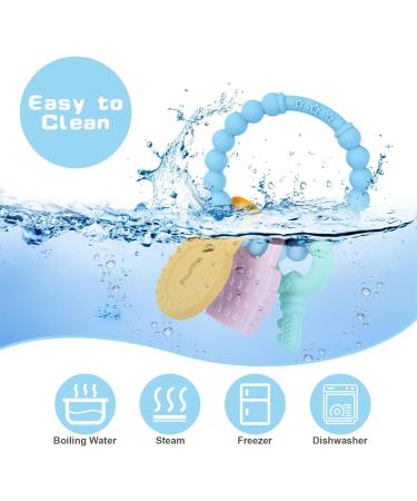 Vicloon Baby Teething Toy - BPA-Free Silicone Teether for Boys and Girls | Soothing Infant Teething Ring | Chew Toy for Babies | Shower Gift - Dark Blue - Buy Online on GoSupps.com
