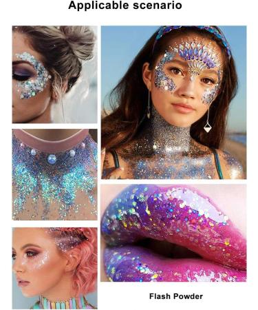 Body Glitter Gel - 12 Colors Holographic Sparkling Cosmetic Powder for Face Eyes Lips & Nails | Perfect for Festivals & Halloween - Buy Online on GoSupps.com