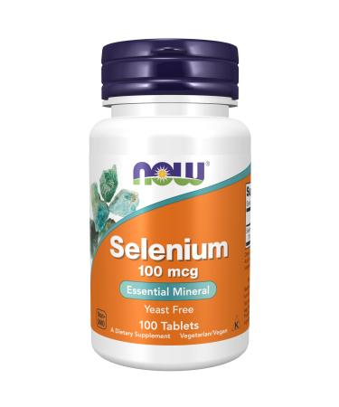 Now Foods Selenium 100mcg Yeast Free 100 Vegan Tablets Lab-Tested Vegetarian Gluten Free SOYA Free Non-GMO
