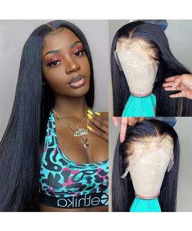 Sdamey HD Transparent 360 Lace Front Wig 18 Inch 10A Brazilian Virgin Human Hair Pre Plucked with Baby Hair 180% Density - Natural Color - Glueless Lace Frontal Closure Wig for Black Women - Buy Online on GoSupps.com