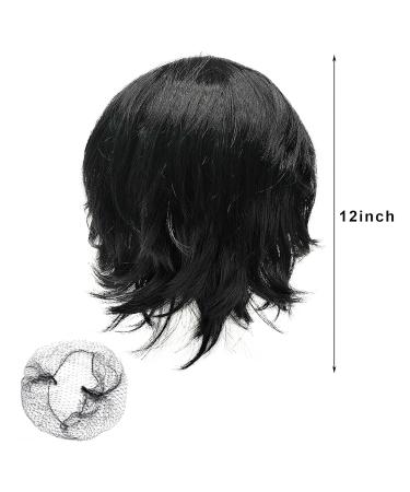 Skhaovs Black Short Wig for Men & Women | Unisex Anime Cosplay Synthetic Wig - Perfect for Cosplay - Buy Online on GoSupps.com
