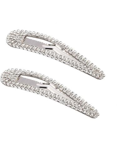 XNHIU 2 Pieces Rhinestone Hair Clips Crystal Snap Hair Barrettes for Women Girls Wedding Hair Accessories (Silver) - Buy Online on GoSupps.com