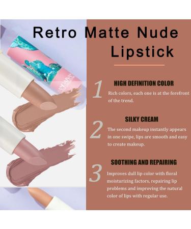 Shop 3 Color Matte Nude Lipstick | Long Lasting Waterproof Non-Stick Lip Gloss - Smooth Velvety Finish - Buy Online on GoSupps.com