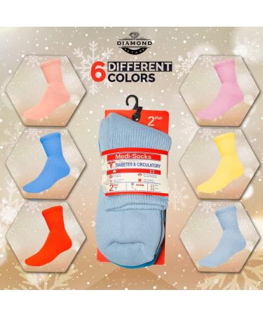 Diamond Star Diabetic Socks for Women 9-11 - Non-Binding Cushion Cotton Crew & Ankle Socks - Buy Online on GoSupps.com