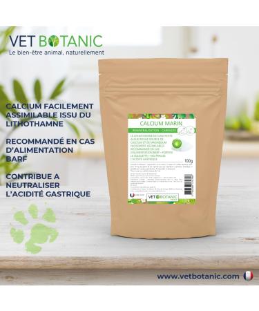 VET BOTANIC - Marine Calcium - Remineralization and deficiencies Dog and Cat (Powder) - 100g - Buy Online on GoSupps.com