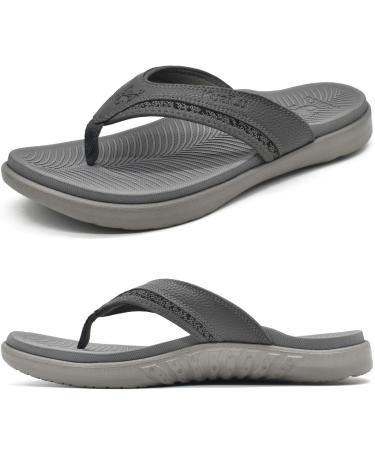 KuaiLu Mens Sport Flip Flops Comfort Orthotic Thong Sandals with Plantar  Fasciitis Arch Support Outdoor Summer Beach Size 7 15 12 Brown