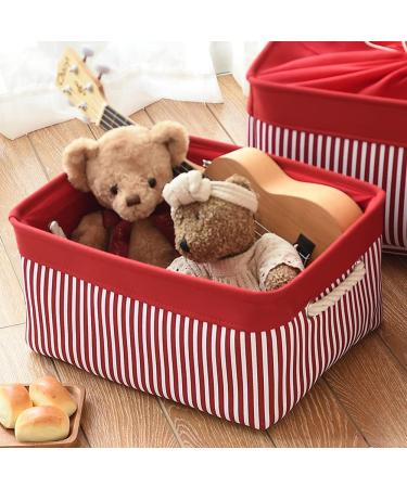 2 Pack Closet Canvas Fabric Storage Baskets - Organizing Bins for Shelves, Closets, Laundry & Nursery - Decorative Gifts - 11.75 x 8 x 5 Inch - Solid Red & Red Stripe - Buy Online on GoSupps.com