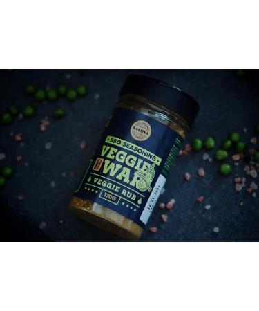 Veggie War BBQ Veggie Rub - 100% Natural Vegetable Seasoning - Amazing Blend Of Spices for Perfect Vegetable Dishes - Large Jar (170g) Veggie War - Veggie Rub - Buy Online on GoSupps.com