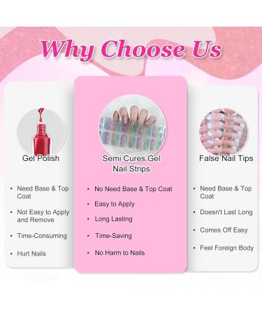 Ceboic 22-Piece Half-Hardened UV Gel Strips | Rainbow Sequins Full Wraps Nail Stickers | Self-Adhesive Salon Quality Gel Polish for Fingers & Toenails - Buy Online on GoSupps.com