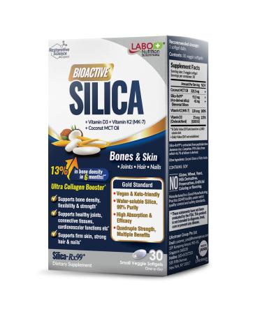 LABO Nutrition Bioactive Silica 99% Purity Rice-Derived Silica with 42mg Silicon Per Serving Intensive Collagen Generator Strengthen Joint & Bone for Skin Hair & Nails Support. Vegetarian 1
