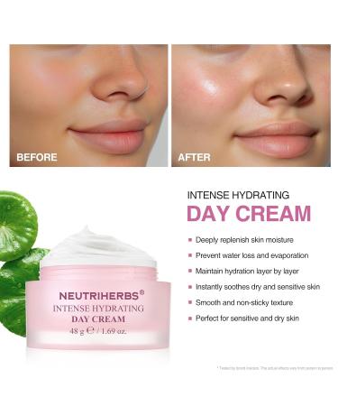 Neutriherbs Intense Hydrating Day Cream Face Moisturizer with Hyaluronic Acid Shea Butter Centella Sooth Nourish Moisturize Skin Lightweight Face Cream for Dry or Sensitive Skin - 1.69oz - Buy Online on GoSupps.com