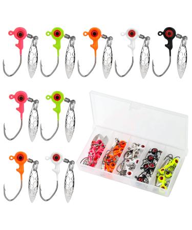 Savita 25pcs Fishing Jig Heads with Plastic Case High-Carbon Steel Fishing Jig Head Hooks Set Fishing Lures Crappie Jigs for Bass Freshwater and Saltwater Fishing Lovers (5 Colors) 1/32 oz
