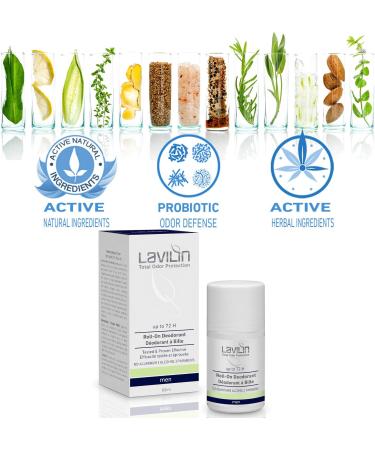 LAVILIN Roll-On Deodorant For Men | Up to 72 Hour Long-Lasting Protection | The Different Way to Prevent Unpleasant Odors Alcohol Paraben and Aluminum Free - Cruelty-Free - Kind to Skin 2.7 oz - Buy Online on GoSupps.com
