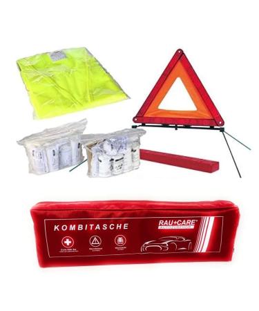 Car car kit 2024 Warning triangle Warning vest first aid combination pocket red first aid according to DIN 13164 + warning triangle ECE + warning vest en en