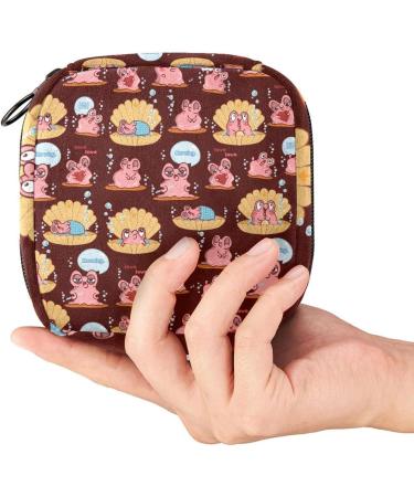 Kawaii Pearl Oyster Cartoon Bandage Storage Bag for Menstrual Pads & Cups | Cute Zipper Pocket for Women & Teens - Buy Online on GoSupps.com
