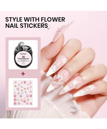  SUPWEE Clear 3D sculpting gel with floral stickers 15g multi-functional modeling gel for nails 3D gel floral stickers and nail brushes for DIY salon at the - Buy Online on GoSupps.com