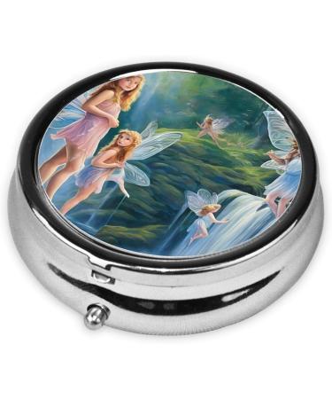 Lake Fairy Printed Mini Round Pill Box | 3 Compartment Portable Pill Organizer for Travel Home & Office - Buy Online on GoSupps.com