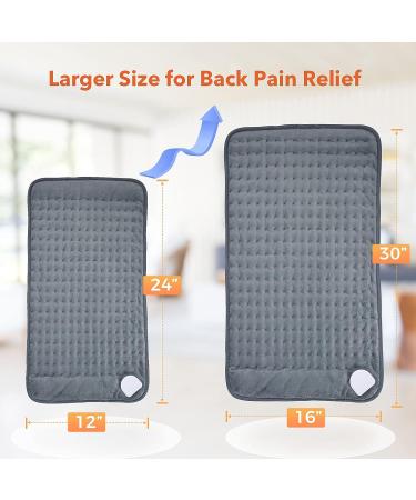 Heating Pad Electric Heat Pad for Pain Relief 16x30 - 6 Settings, 4 Timer Modes, Auto Shut Off - Neck, Back, Shoulder Pain & Muscle Relief - Washable Charcoal Grey - Buy Online on GoSupps.com