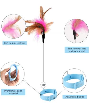 2pcs Cat Collar Toy Silicone Cat Teasing Wand Adjustable Cat Feather Collar Toys with Bell Cat Interactive Teaser Toys for Indoor Cat Playing Training (Pink Blue) - Buy Online on GoSupps.com