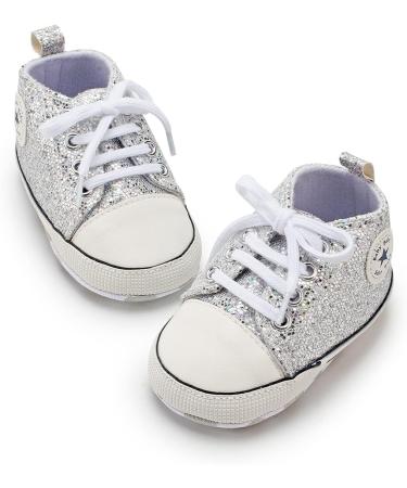 BAIELey Baby High Top Canvas Sneakers - Silver, 6-12 Months - Buy Online on GoSupps.com